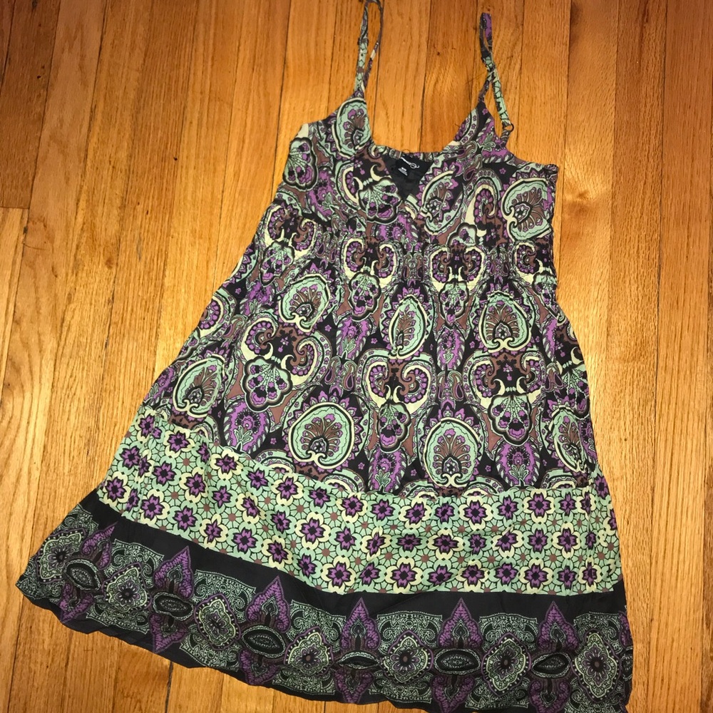 Forever 21 medium m summer dress fun flow short hippy boho flower paisley beach - Picture 1 of 6
